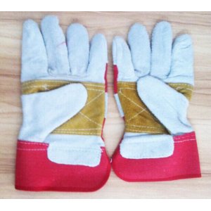 红布黄皮二层电焊手套 手部防护手套 耐磨止滑
