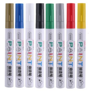 得力S558油漆笔 快干不褪色 补漆笔涂鸦笔 红/绿/蓝/金/黄色记号笔