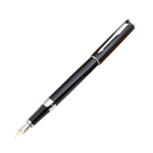 英雄钢笔 9316纯黑银夹铱金笔 礼品练字墨水钢笔